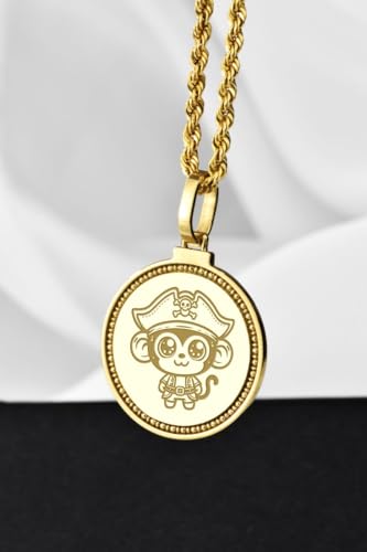 Collier pendentif rond lune gravé argent, un cadeau unique fait main