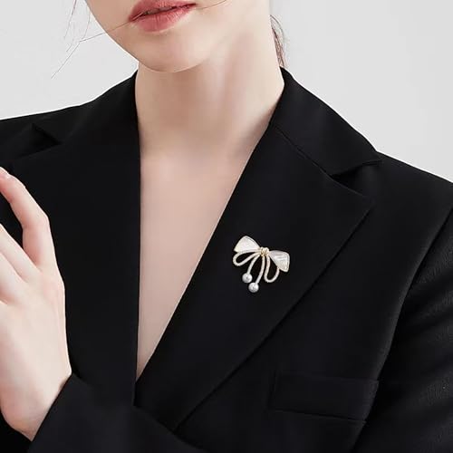 Image of Bow Rhinestone Brooch Bowknot Crystal Tie Suit Pin French Corsage Tide Elegant Gold Plated Temperament Pin Jewelry Decoration Gifts for Women