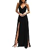 TOB Women's Sexy Sleeveless Spaghetti Strap Backless Split Cocktail Long Dress Black