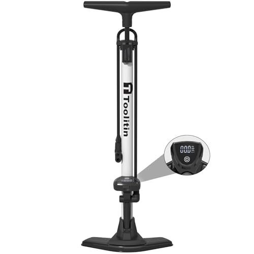 TOOLITIN Bike Pump with Precision Digital Pressure Gauge,Floor Bicycle Tire Pump...