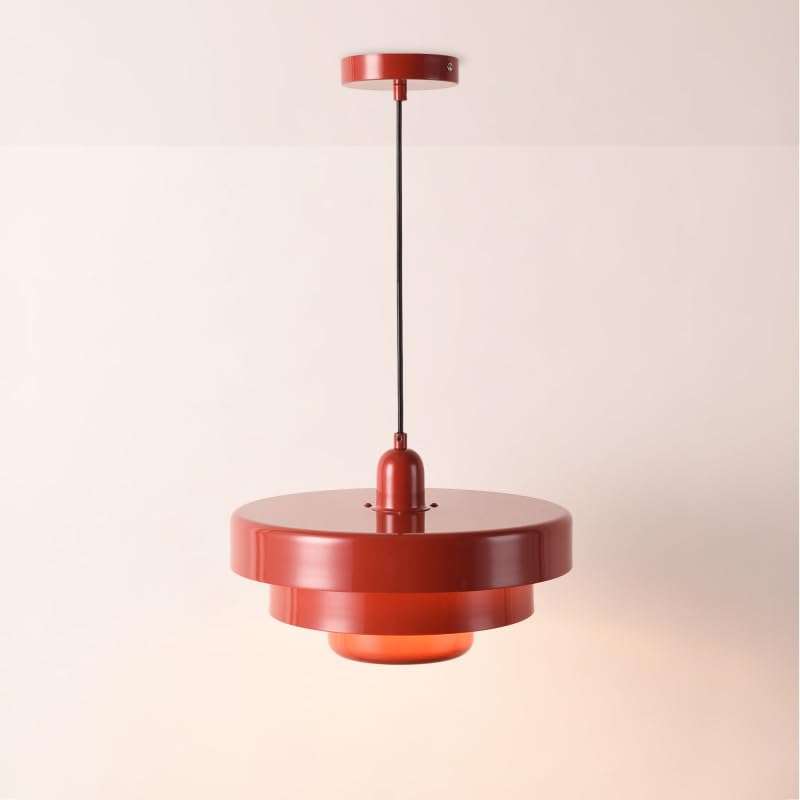 BARCELONA LED Lampa Wisząca MACARRON Czerwony 3-Poziomowa Metal Żelazo, Styl Bauhaus Minimalistyczny, Pośrednie Oświetlenie Bez Oślepiania, Klasyczna Vintage Nowoczesna Luksusowa E27