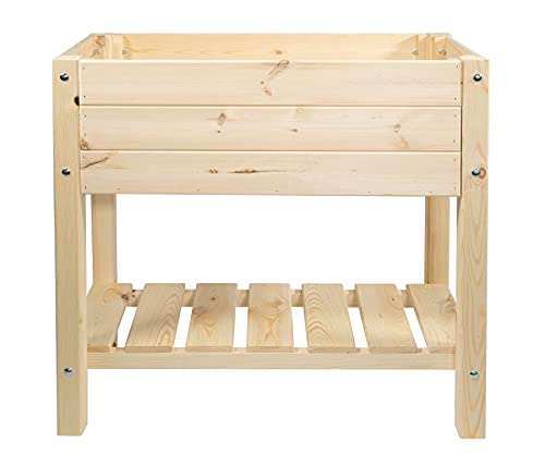 mgc24 Hochbeet Massiv S - Kiefernholz Natur rechteckig für Garten/Terrasse/Balkon - 79 x 40 x 78 cm