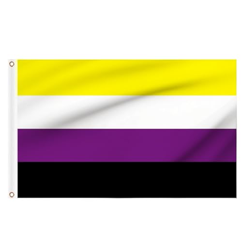 Non Binary Pride Flag 5ft x 3ft, Large LGBTQ+ Pride Flags with Eyelets for Pride Day Party Decoration Outdoor Indoor Community Decor