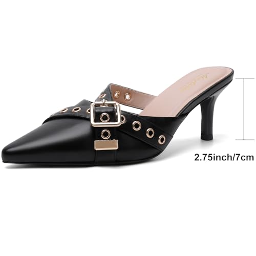 Image of Mostrin Kitten Heels for Women Pointed Closed Toe Heels Vintage Stiletto Dressy Pumps Shoes for Office Work Party