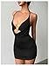 SOLY HUX Women's Halter Mini Dress Draped Front Sexy Deep V Neck Sleeveless Backless Bodycon Party Dresses Plain Black Small