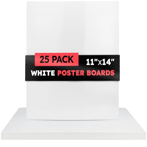 Image of Hygloss Medium Poster Board 11x14 - 25 Count Bulk Pack - 10 Pt. Thickness White Poster Board Paper for Projects, Presentations, Displays, Signs, Crafts - Blank Posterboard Multipack 11 inch x 14 inch