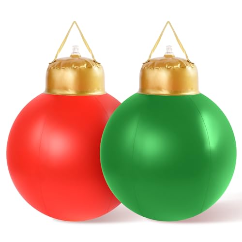 Bola de Navidad Inflable,Bolas de Navidad Gigantes Bolas de Navidad Hinchables de PVC, para Exteriores, Navidad, Patio, Fiesta, Porche, decoración de jardín (Rojo F)