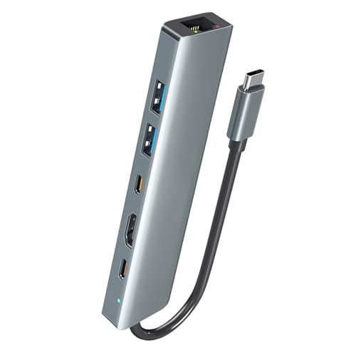 Station d'accueil USB C 6 en 1 en aluminium avec Gigabit Ethernet et HDTV 100W