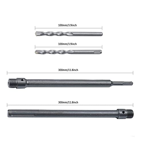 Reetai-Four 9Pcs Sds Plus Concrete Hole Saw Kits, Tungsten Carbide Wall Hole Cutter Cement Stone Drill Bit Sets With Connecting Rod For Brick Stone Concrete Cement. #TOP2
