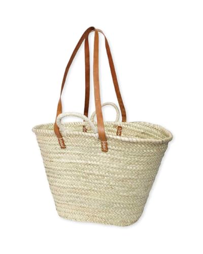 Varletta Capazo de Playa Artesano con doble asa Muy comodo y Gran Capacidad - Bolso Playa Mujer de Palma Natural - Cesto de Mimbre