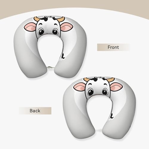 Almohada de viaje políéster negra con diseño vaca miniatura 3