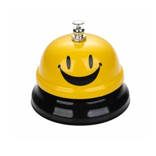 Campana de mesa de metal – Campanilla y Campanita de Mesa, Timbre de Recepción con Timbre Nítido para Restaurante, Cocina, Hotel, Bar, Servicio de Mascotas, Color Amarillo