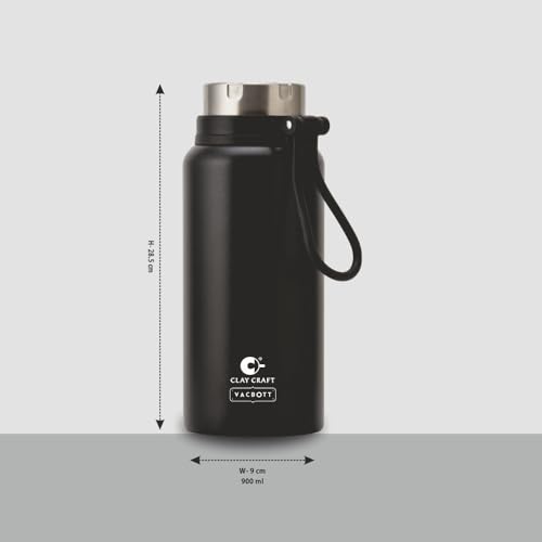 Image of CLAY CRAFT VACBOTT Topaz Uno Double Walled|18 Hours Hot and 24 Hours Cold Vacuum Insulated|Thermosteel|Flask Bottle 900 ml Steel Bottles for Travelling|BPA-Free|BIS Certified|1Year Limited Warranty