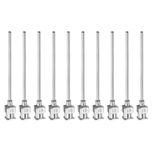 Agujas dispensadoras calibre 15 Harfington de acero inoxidable con punta roma de 2 pulgadas