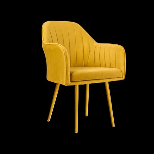 Image of Accent Chair for Living Room| Soft Velvet Fabric Armchair with Multi Colour Leg Options | Modern Chair with Thick Cushion for Home Office restaurent and cafes| 1pc (Velvet, Mustard)