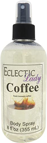 Eclectic Lady Coffee Body Spray, Double Strength, 8 ounces, Body Mist for Women with Clean, Light & Gentle Fragrance, Cologne with Soft, Subtle Aroma For Daily Use