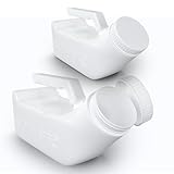 EZYMATE (2 Pack) Portable Urinals for Men Spill Proof, Urine Bottles for Men, Plastic Male Urinal Pee Bottles for Men with Spill Proof Screw Cap Lid for Hospitals, Emergency and Travel Use (1000ml)