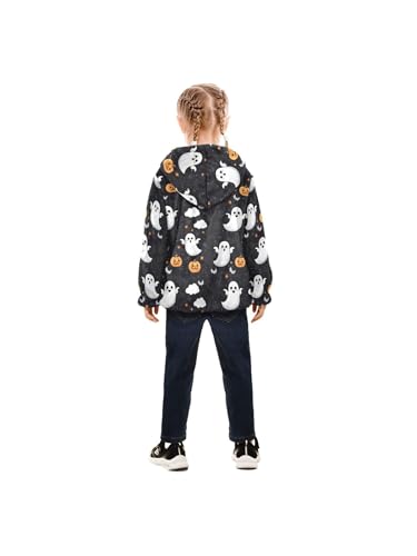 Halloween Cute Ghosts Pumpkins Girls Fleece Jacket Girls Jacket Girl Coats Zip Up Hoodie Children Outerwear 2-3T4