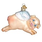 Old World Christmas Ornaments: Flying Pig Glass Blown Ornaments for Christmas Tree