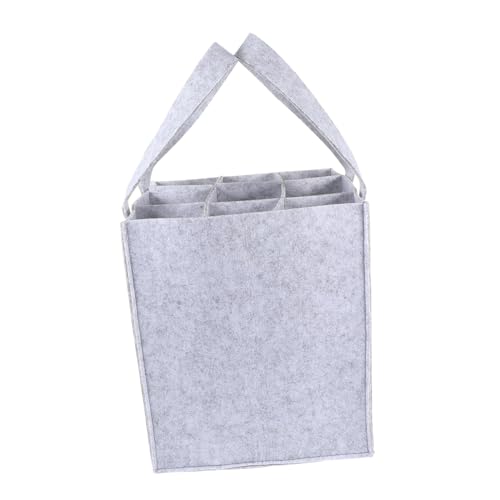 COLLBATH Bolsa de Fieltro Dividida para Botellas de Vino Cubierta Ligera Gris para Almacenamiento y Transporte Duradera y Práctica para Organizar hasta Nueve Botellas