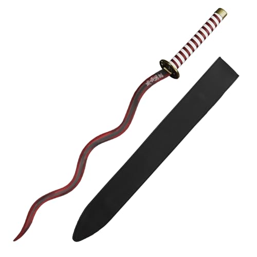 Munetoshi 40 Steel Obanai Iguro Nichirin Katana Serpent Kris Samurai Sword Demon Red