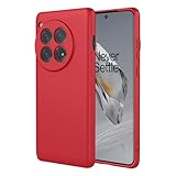 xinyexin silicone liquido custodia cover per oneplus 12r, premium silicone case antiurto con fodera in microfibra protezione a doppio strato caso - rosso