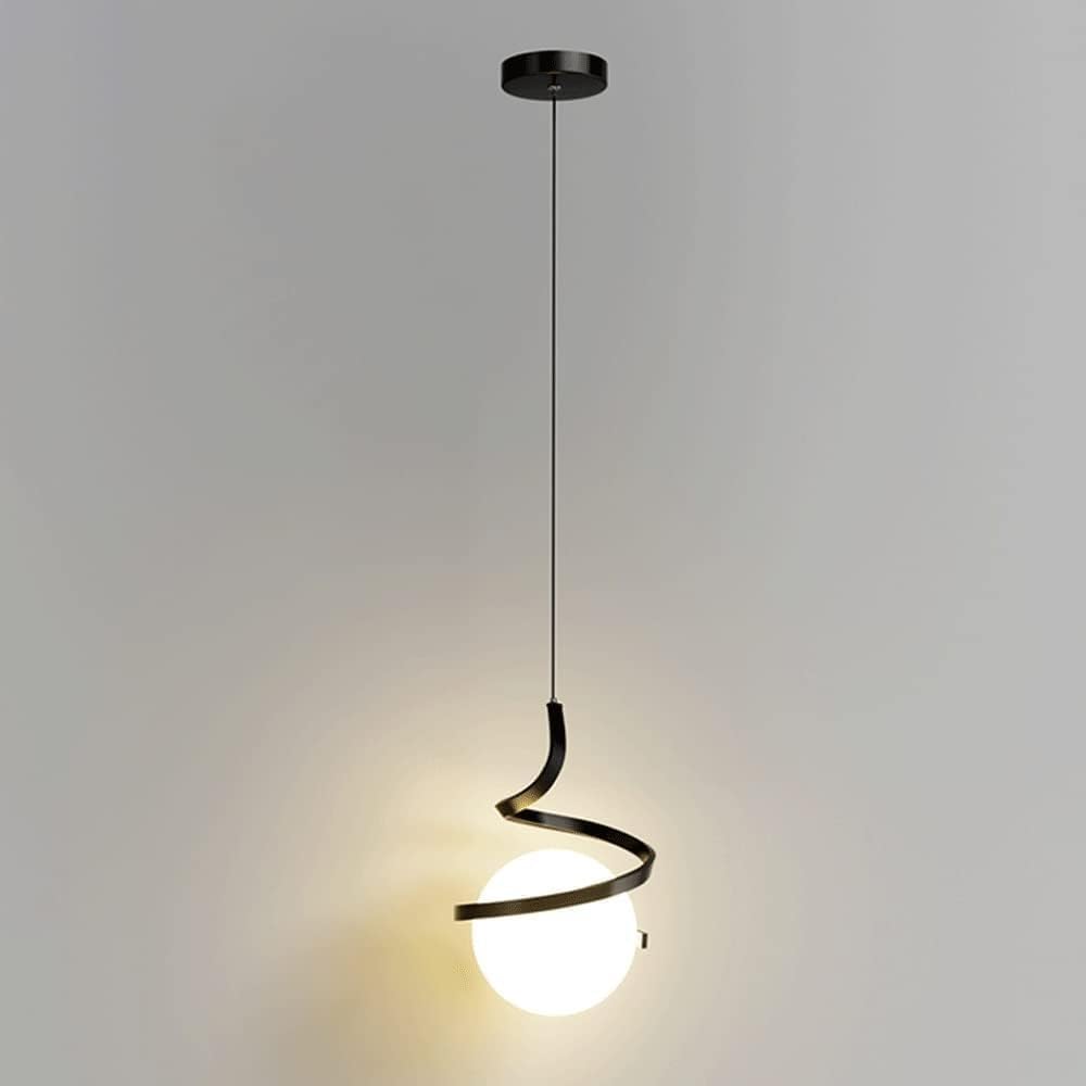 Modern Spiral Kitchen Island Pendant Lights, LED Dimming Glass Globe Hanging Lamp, Gold Metal Lamp Body Pendant Lamp,Chandelier Ceiling Light Fixture
