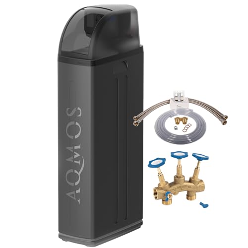Aqmos R2D2-72 BLACK EDITION Wasserenthärthärtungsanlage mit Anschlussset 1' und Montageblock 1' | Wasserenthärter für Haushalte bis zu 7 Personen | Entkalkungsanlage für weiches Wasser