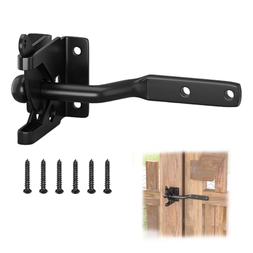 Gartentorfalle,Gartentor Schloss,Gartentor Riegel,Torriegel,Gartentorschloss,Edelstahl Gartentor Riegel,Schwarz Selbstsichernder Riegel Schloss Mit 6...