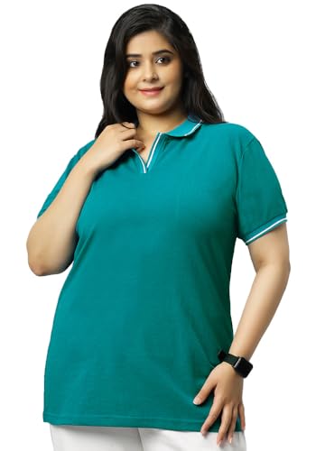 Image of Wear Your Opinion Women's Plus Size Tipped Collar Neck Polo Tshirt