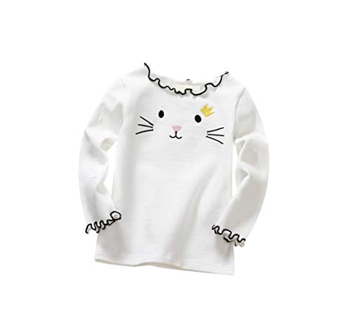 DEBAIJIA Enfant Fille sous-Pull en Coton à Manches Longues avec Broderie Mignonne, T-Shirt Soyeux...