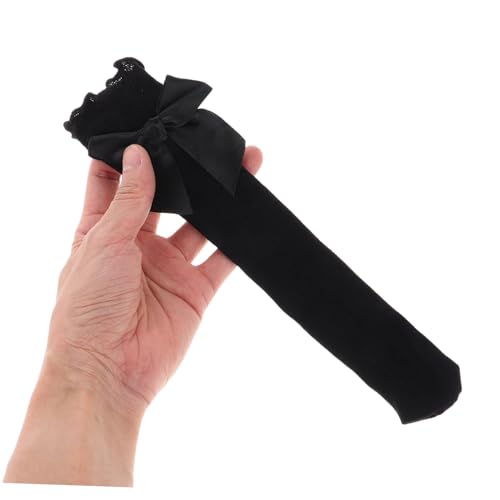 Girls Knee High Lace Socks for Kids 4 Pairs of Breathable Stockings Bows and Ruffles Elegant Outdoor Dress Decor Socks for Little Girls3