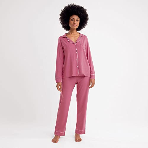 Pijama Americano Manga Longa Modal Soft, She, Feminino, Rosa Medio, GG