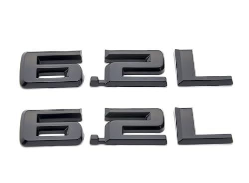 Image of Hood Body Style Emblems 3D Badge Decals Fits for 2019-2021 6.2L 2pcs (Gloss Black)