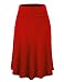 LL WB1105 Womens Lightweight Fold Over Flared Midi Skirt M RED