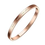 AURSTORE® Bracelet Jonc Fin en Acier Inoxydable 316L avec Message Phrases d'Inspiration Largeur 4 mm Plusieurs Messages au Choix Couleurs Or Rosé (Tatouée Mais Bien Élevée)