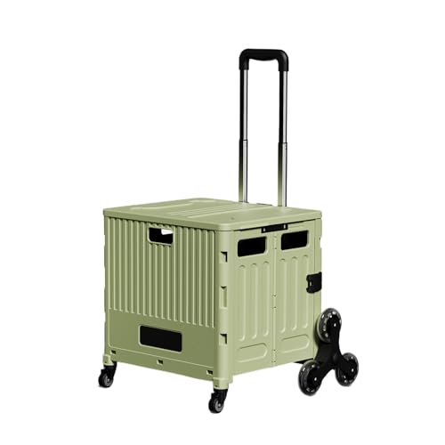 Carro de la Compra Plegable con Tapa, 8 Ruedas, asidero telescópico, Carrito Plegable para Almacenamiento, Carrito de Compras Verde Ligero (tamaño Grande)
