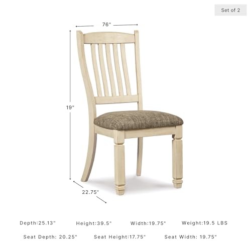 Image of Signature Design by Ashley Bolanburg 20 inch Upholstered Dining Room Chair, Set of 2, Antique White