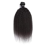 Kinky Straight Hair Extensions Coarse Yaki Straight Hair Bundles Brazilian 8A Virgin Human Hair Weave Natural Black Weaving 100G/Piece 10-24inch (14INCH(35CM))