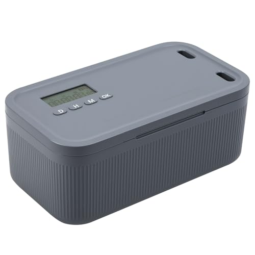 shaojian Timed Lockable Storage Box Small Safe Timed Medicine Storage Box Phone Lock Case Fridge Snack Locking Container Unplug from Phones Video Games Social Media Snacks&Cravings (gray)