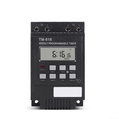 MeevrgR Temporizador de encendido TM616, programable 24/7, pantalla LCD, batería integrada, para luces de calle, electrodomésticos y equipos de producción