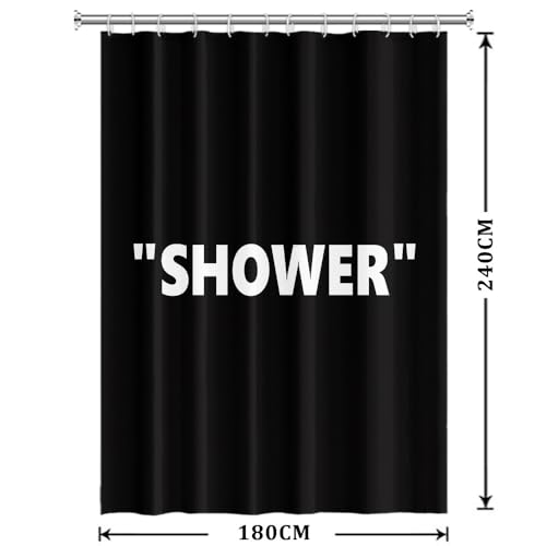 Rideau de douche abstrait imperméable en tissu noir et blanc 180x240