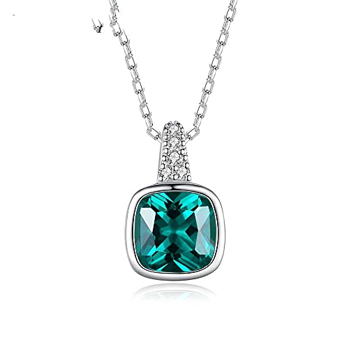 Accessoire collier en argent sterling femmes émeraude vert tendance minimaliste