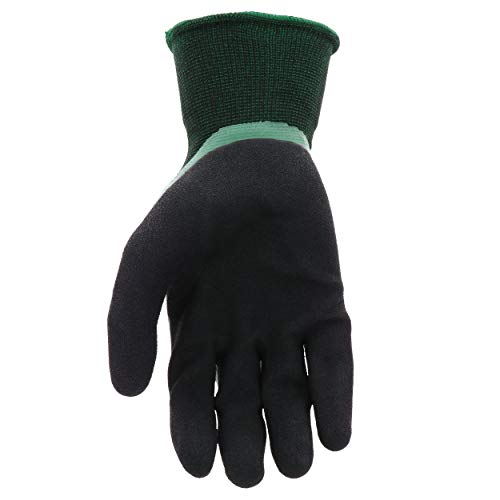 Scotts Men's Doubled Dipped Latex Work Gloves, Water Resistant, Excellent Grip, Abrasion Resistant, Green/Black, Large, (Sc30602/L) #TOP4