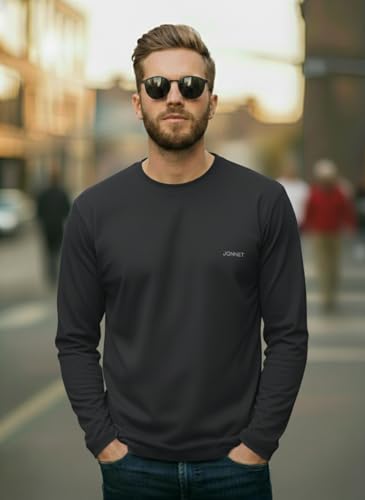 Image of Mack Jonney Men's Black Polyester Dry-Fit Full Sleeve T-Shirt | Stretchable Sports Gym Wear | Lightweight Casual Activewear Tshirt-JMAK-1