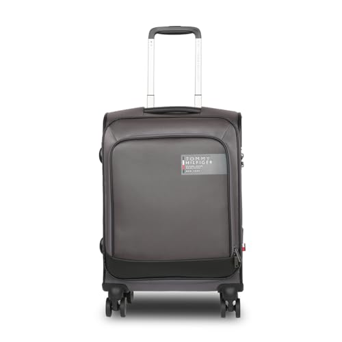 Image of Tommy Hilfiger Westfield Unisex Mid Soft Luggage - Black | 14-inch Laptop Compatible | Twill Polyester Shell | Flushed TSA Lock | 360 Self-Lubricating Double Wheels | 64L Capacity | 70cm