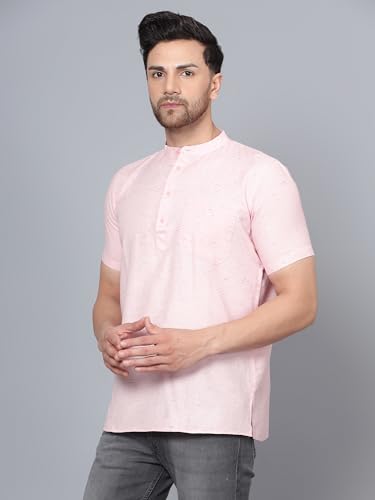 Image of LATEST CHIKAN Men's Cotton Regular Casual Strped Short Kurta Half Sleeves - (SK-LJ.DS.AS)