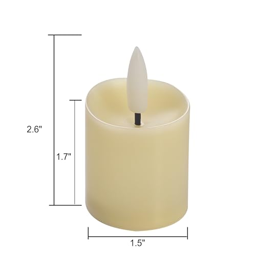 Image of 6 Pack LED Flameless Votives with Built-in Timer Realistic Black Wick Melted Battery Operated Electric Candle Set for Home Party Wedding Halloween Christmas Decorations 1.5 inch D x 2.6 inch H Batteries Incl.