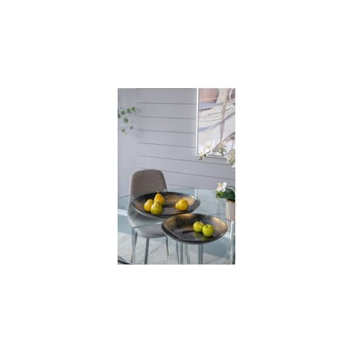 Platos Maykoosh de vidrio negro y dorado, juego de 2 miniatura 5