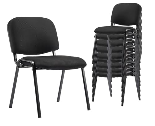 Shunzhi Waiting Room Chairs Set of 10 Stackable Conference Room Chairs Reception Guest Chair for Breakroom/Lobby/Meeting/Church/School/Hall/Hotel, Black Mesh,10PCS